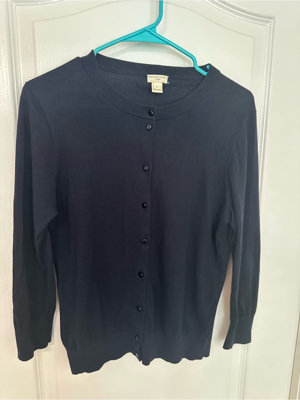 J.Crew The Clare Cardigan Navy Blue Cotton ButtonUp  Runs small, fits like anS/M